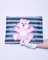 Teddy Bear Stripped Clutch, front view